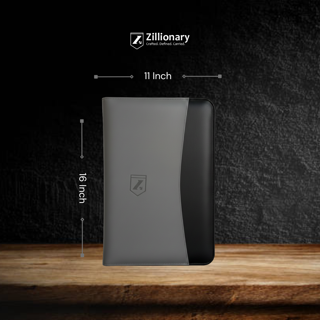 Zillionary Grey & Black Refined Organizer side profile showing slim design