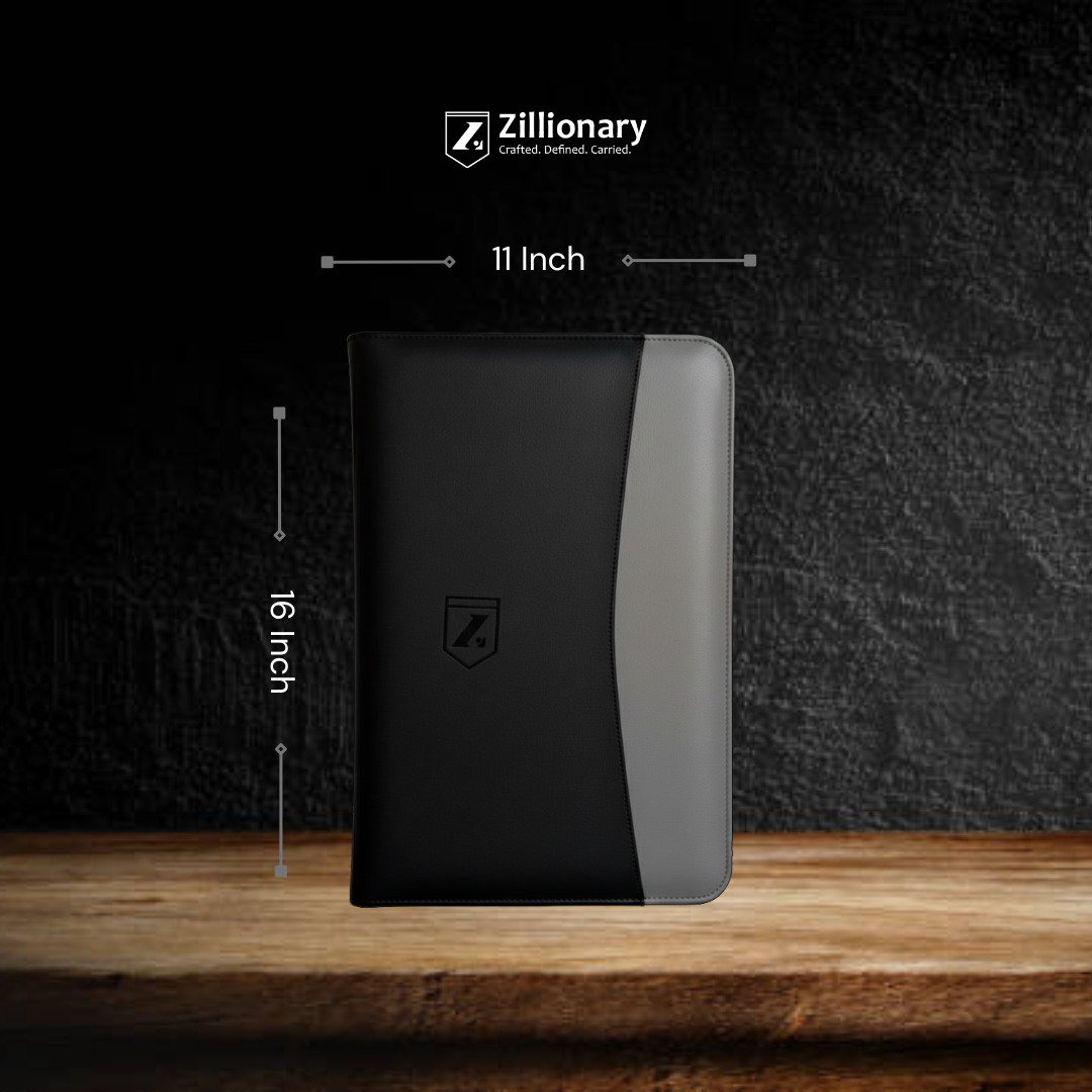 Zillionary Premium Document Organizer Black Refined Series - front view